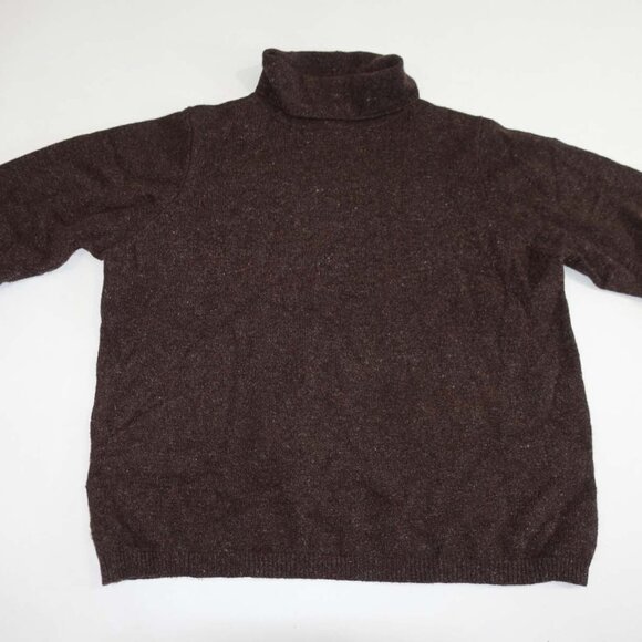 L.L. Bean Women's Turtleneck Sweater Size XL Dark Brown Pullover Merino Wool - Picture 1 of 5